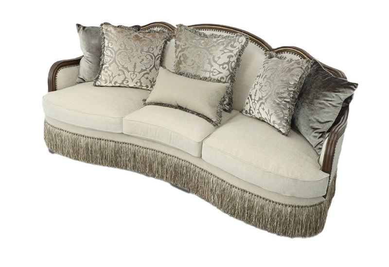 Carlotta Parchment Beige Traditional Glam Living Room Set Includes Sofa and Loveseat with Accent Pillows