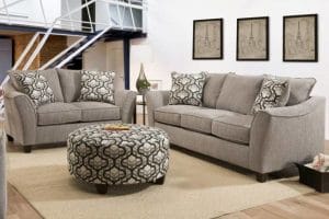 Dante Concrete Gray Contemporary Living Room Set Includes Sofa and Loveseat with Accent Pillows