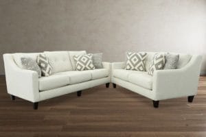 Revolution Glacier Cream Contemporary Living Room Set Includes Sofa and Loveseat