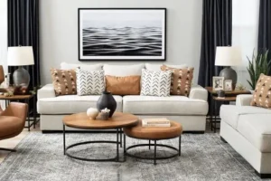 Renegade Beige Contemporary Living Room Set Includes Sofa and Loveseat with Accent Pillows