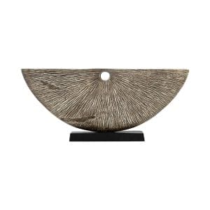 Metal Corrugated Half Circle Sculpture 11" - Gray