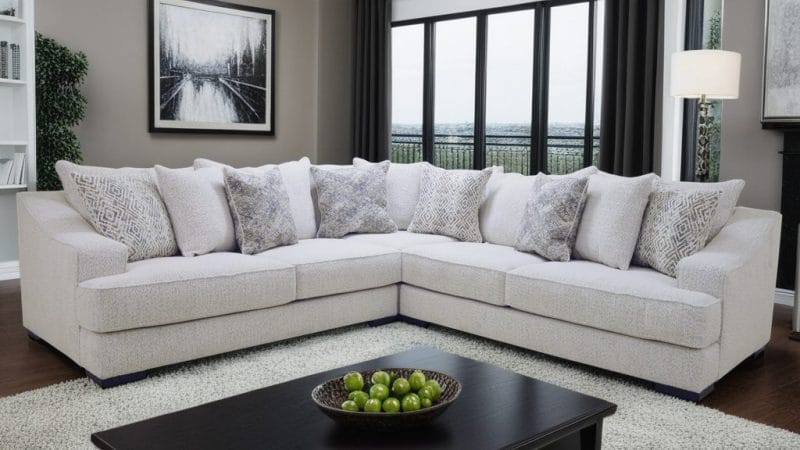 White fluffy sectional hotsell