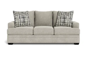 Carson Mist Gray Contemporary Sofa with Accent Pillows