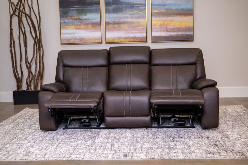 Kona Earth Brown Leather Zero Gravity Triple Power Reclining Living Room Set Includes Sofa and Loveseat