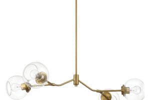 Jewel - 4 Lights Modern Farmhouse Chandelier Ceiling Hanging Light Fixture - Clear / Gold